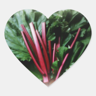 Sticker Cœur Étapes Rhubarb fraîches et Feuille