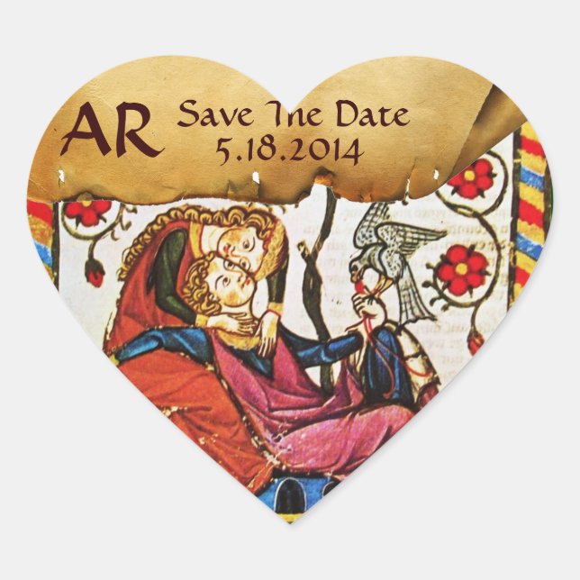 STICKER CŒUR ETERNEL AMOUR SAVE DATE COEUR MONOGRAM PARCHEMENT (Devant)