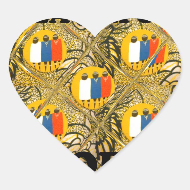 Sticker Cœur Ethnic African Art Design Imprimer : Beautiful Peo (Devant)