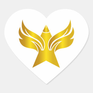 Sticker Cœur Étoile ailée d'or Liberté et Héraldique