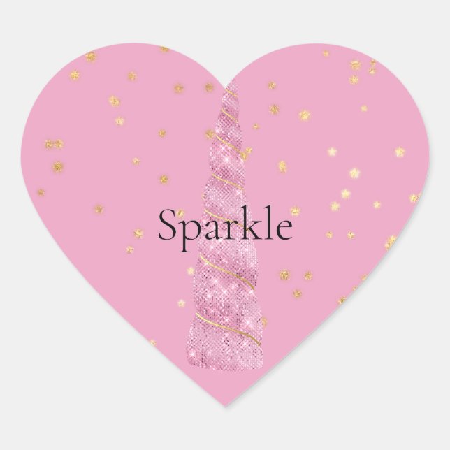 Sticker Cœur Étoiles de glam rose étincelante Unicorn Anniversa (Devant)