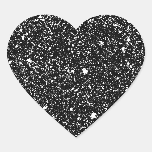 Sticker Cœur Étoiles d'étincelles noires (Devant)