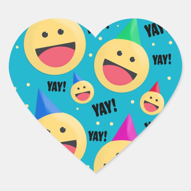 Sticker Cœur Excité Happy YAY Emojis dans les fêtes Casquettes (Devant)