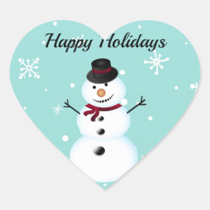 Sticker Cœur Extraordinaire, Cool, Blue Christmas Snowman