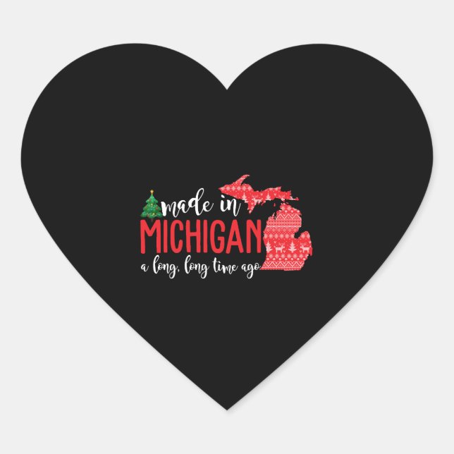 Sticker Cœur Fabriqué Au Michigan Il Y A Longtemps Noël (Devant)