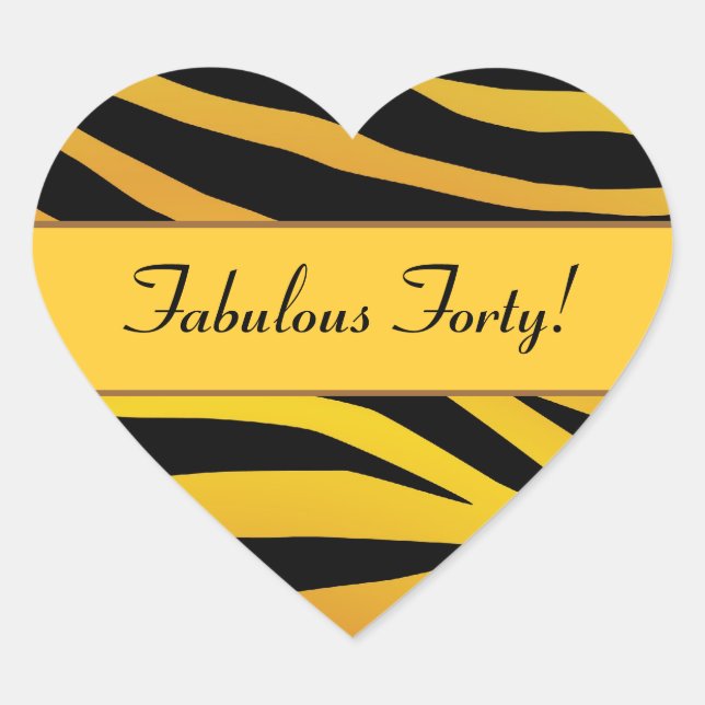 Sticker Cœur Fabulous Quarty Gold et Black Tiger anniversaire (Devant)