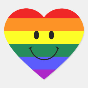 Sticker Cœur Face arc-en-ciel