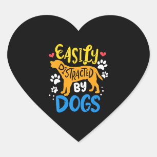 Sticker Cœur Facilement distrait par le chien