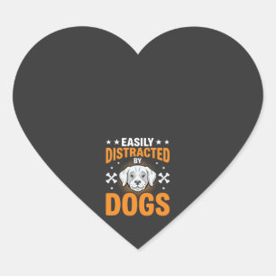 Sticker Cœur Facilement Distrait Par Les Chiens