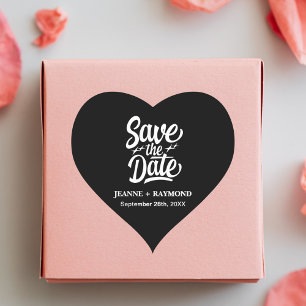 Sticker Cœur Faire-Part de Mariage Personnalisé Moderne de Date