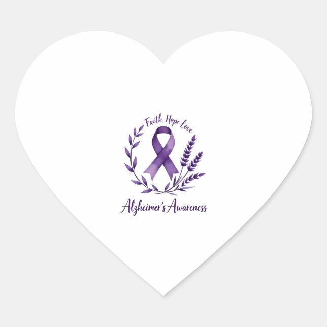 Sticker Cœur Faith Hope Love Alzheimer's Awareness Dragonfly (1 (Devant)