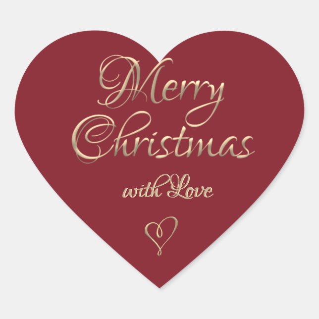 Sticker Cœur Fancy Gold Joyeux Noël avec Love Script Coeur (Devant)