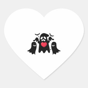 Sticker Cœur Fantôme de Coeur fantôme d'Halloween Fantômes d'Ha