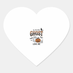Sticker Cœur Fantôme d'Halloween Tous les fantômes m'aiment Fun