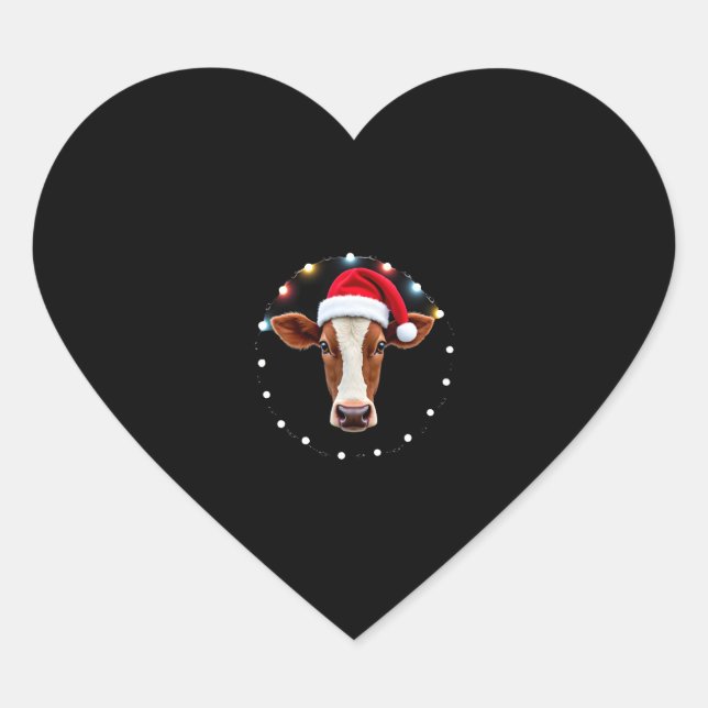 Sticker Cœur Farm Animal Xmas Pajamas Costume Farmer Christmas  (Devant)