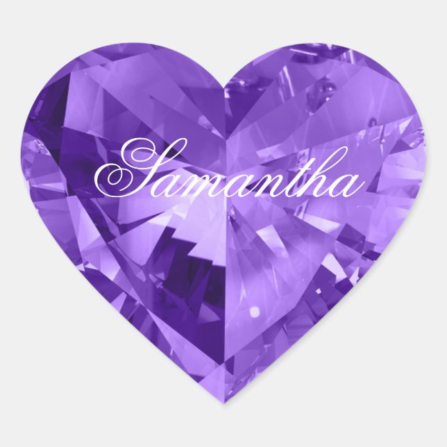Sticker Cœur Faux Fluisantes Améthyste Purple Gemstone Personna (Devant)