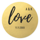 Faux Gold Foil LOVE Script Mariage noir