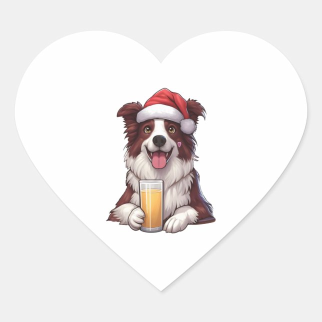 Sticker Cœur Festive Furry Grin Border Collie's Christmas Delig (Devant)