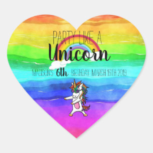Sticker Cœur Fête Comme Un Anniversaire De L'Arc-En-Ciel De La 