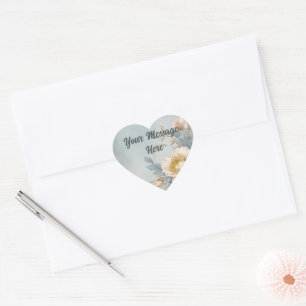 Sticker Cœur Fête d'anniversaire bleu floral élégant
