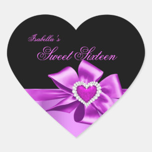 Sticker Cœur Fête d'anniversaire élégante cœur rose Sweet Sixte