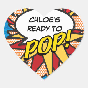 Sticker Cœur Fête de bébé super-héros amusante prête à éclater