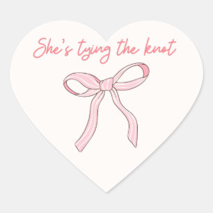 Sticker Cœur Fête des mariées Coquette Rose Bow Favoriser