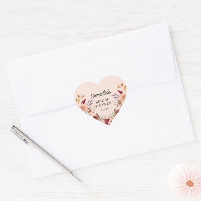 Sticker Cœur Fête des mariées florale automne (Enveloppe)