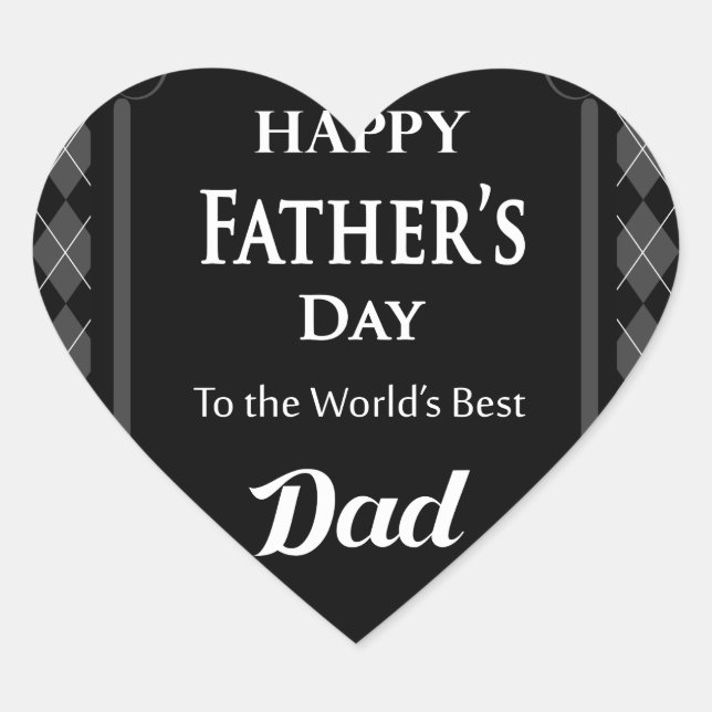 Sticker Cœur Fête des pères - "Fête des pères heureuse" noir/gr (Devant)