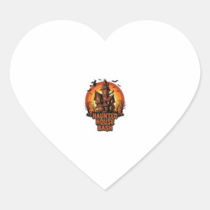 Sticker Cœur Fête Maison Hantée Gravure Vintage Halloween Dé