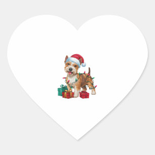 Sticker Cœur Feu de Noël Santa Hat Lakeland Terrier Chien Chris
