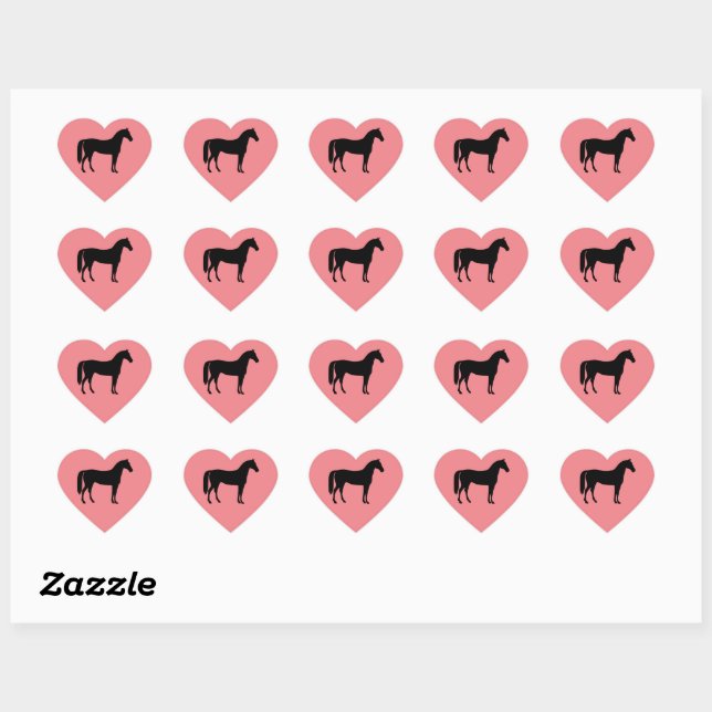 Sticker Cœur Feuille d'autocollant de coeur à cheval rose perso (Feuille)