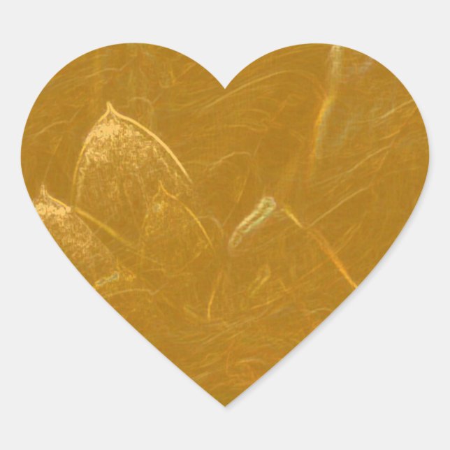 Sticker Cœur Feuille d'or en cuivre : Lotus Design gravé (Devant)