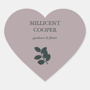 Sticker Cœur Feuille gris foncé silhouette violet