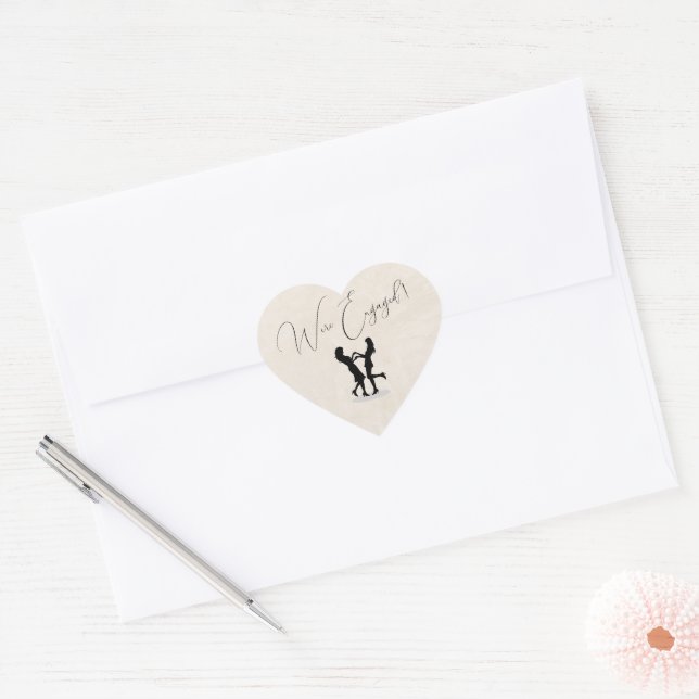 Sticker Cœur Fiançailles heureux des mariées (Enveloppe)