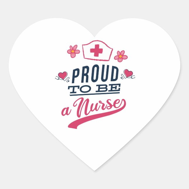Sticker Cœur Fier d'être une infirmière (Devant)