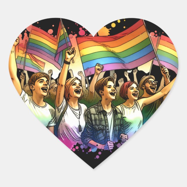 Sticker Cœur fierté | LGBTQIA + Personnes et drapeaux (Devant)