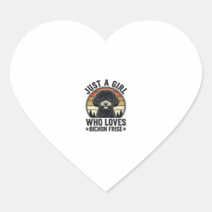 Sticker Cœur Fille Bichon Frise Chemise Vintage Amoureux de Chi