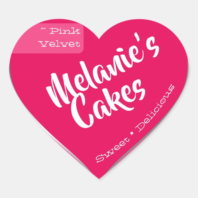 Sticker Cœur Fille brillante rose pâtisserie personnalisée Emba (Devant)