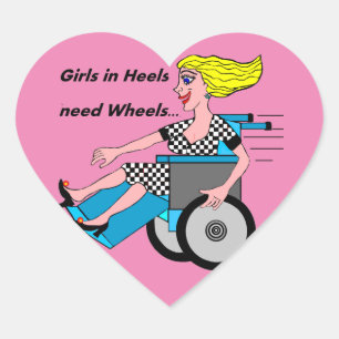 Sticker Cœur Fille en fauteuil roulant en talons