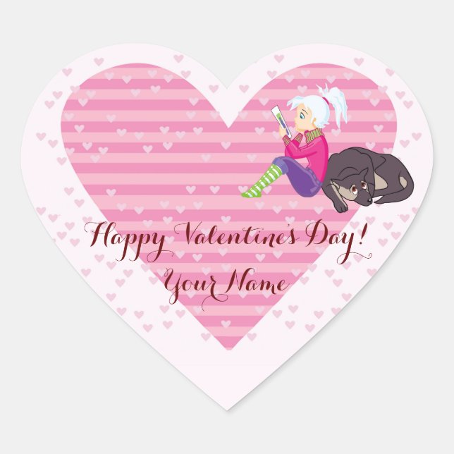 Sticker Cœur Fille Être amoureuse (Devant)