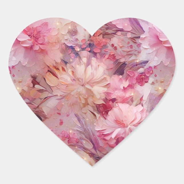 Sticker Cœur Fille Fleurs Roses (Devant)