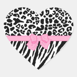 Sticker Cœur Fille Leopard Zebra Poster de animal et mignonne c