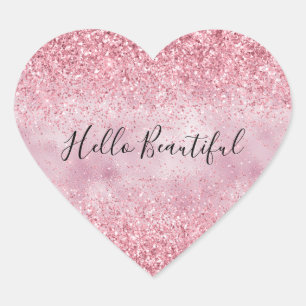 Sticker Cœur Fille Parties scintillant de verre rose étincelant