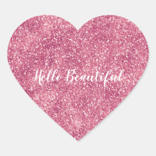 Sticker Cœur Fille Parties scintillant rose étincelante