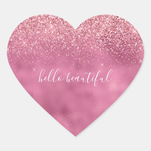 Sticker Cœur Fille Parties scintillant rose Glam (Devant)