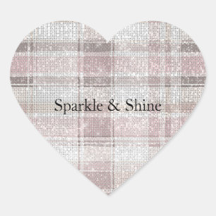 Sticker Cœur Fille Pink Plaid Sparkle