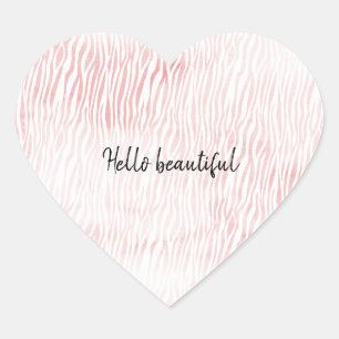 Sticker Cœur Fille rose blanc Aquarelle Animal Zebra Imprimer