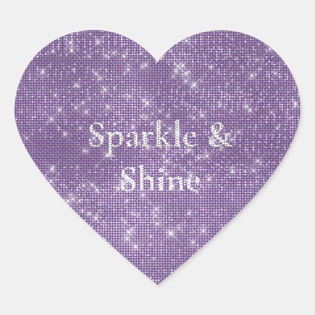 Sticker Cœur Fille violette brillante étincelante (Devant)