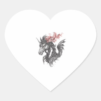 Sticker Cœur Fire Dragon Unicorn Hybrid (1)